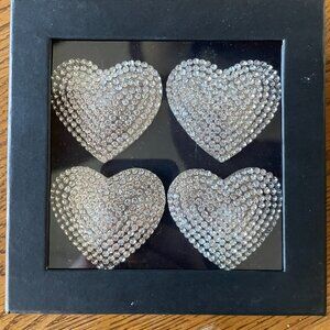 Nicole Miller Heart Napkin Ring Holder SET 4 Silver Rhinestone Valentine's Day
